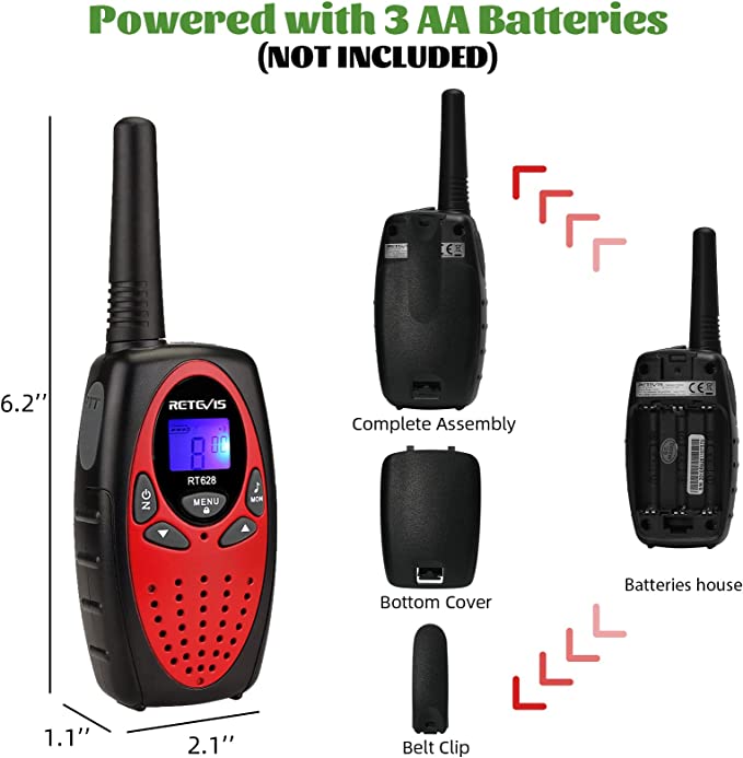 Retevis RT628 Walkie Talkies for Kids, Long Range with (2 Pack