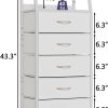 Furnulem White Dresser with 5 Drawers, Vertical Storage Tower Fabric Dresser for Bedroom, Hallway, Entryway, Nursery, Closet Organizer, Nightstand Bedside Table Furniture, Sturdy Steel Frame, Wood Top - Image 3