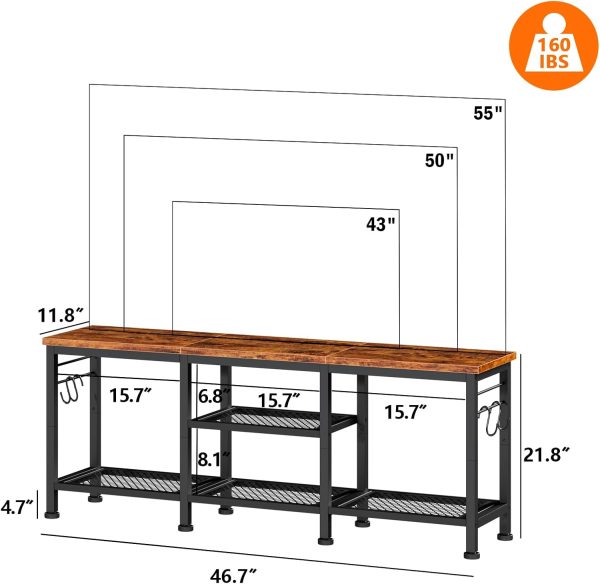 Furologee TV Stand for TVs up to 55 Inch, Entertainment Center with Open Storage Shelves, TV Media Console Table with Soundbar Shelf for Living Room, Bedroom, Rustic Brown - Image 3