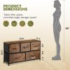 WLIVE Dresser for Bedroom with 5 Drawers, Wide Chest of Drawers, Fabric Dresser, Storage Organizer Unit with Fabric Bins for Closet, Living Room, Hallway, Rustic Brown Wood Grain Print - Image 3