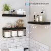 QEEIG Black Bathroom Shelves Over Toilet Wall Mounted Floating Shelves Farmhouse Shelf Toilet Paper Storage Small 16 inch Set of 3 (019-B3) - Image 3