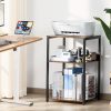 LELELINKY Large Brown Record Player Stand, 3 Tier Big End Table with Vinyl Storage Shelf Up to 130 Albums, Industrial Turntable Printer Stands Modern Side Tables for Living Room, Bedroom, Office - Image 2