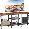 Furologee TV Stand for TVs up to 55 Inch, Entertainment Center with Open Storage Shelves, TV Media Console Table with Soundbar Shelf for Living Room, Bedroom, Rustic Brown