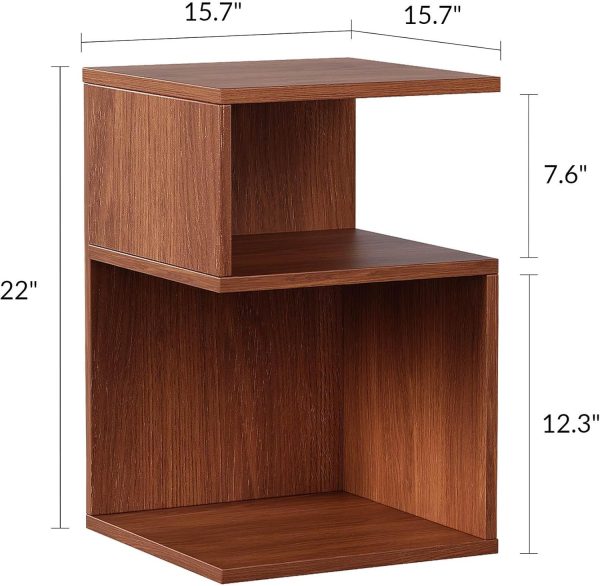 Tokyo S Minimalist 3 Tier End Table - Minimalist 3-Tier Wood Nightstand for Small Spaces with Open Storage - Japanese-Inspired Bedside Table for Bedroom (Oak) - Image 2