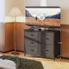AODK Dresser for Bedroom Dresser TV Stand with 5 Storage Drawers, Small Fabric Dresser Chest of Drawers for Closet Organizer Clothes, Black - Image 2