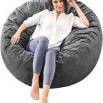 3 Feet Bean Bag Chair - BeanBag Chairs for Adults, Living Room Furniture Sofa with Soft Micro Fiber Cover, Round Fluffy Couch for Bedroom College Dorm - Grey