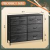 WLIVE Dresser for Bedroom with 8 Drawers, Wide Fabric Dresser for Storage and Organization, Bedroom Dresser, Chest of Drawers for Living Room, Closet, Hallway, Charcoal Black Wood Grain Print - Image 3