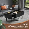 Sweetcrispy Coffee Table Black, Lift Top Coffee Tables for Living Room, Small Rising Wooden Dining Center Tables with Storage Shelf and Hidden Compartment - Image 3