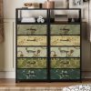 Furnulem Retro 5 Drawers Dresser, Tall Dresser for Bedroom, Closet, Hallway, Nursery, Fabric Storage Tower Dresser Organizer, Vertical Nightstand Side Table Furniture, Steel Frame, Wood Top - Image 2
