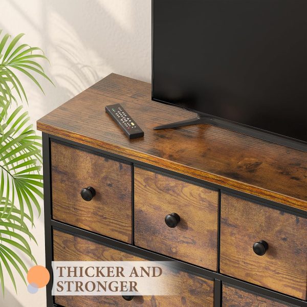 EnHomee Dresser,Dresser for Bedroom with 12 Drawers Dressers & Chests of Drawers for Bedroom, Living Room,Wood Top Metal Frame, Rustic Brown - Image 3