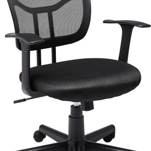 Basics Mesh Mid-Back Adjustable-Height 360-Degree Swivel Office Desk Chair with Armrests, Lumbar Support and Easy to Assemble, Black